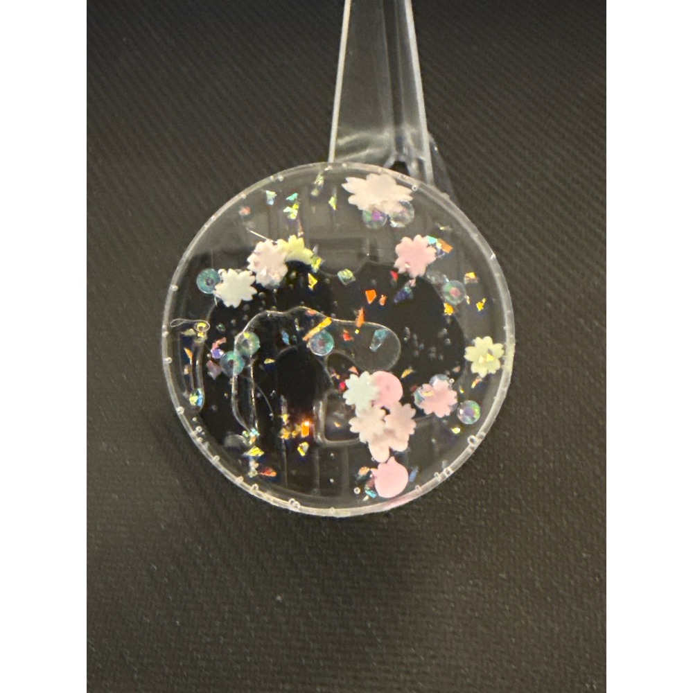Handmade Resin Floral Phone Grip Clear Holographic Glitter Pink White Flowers